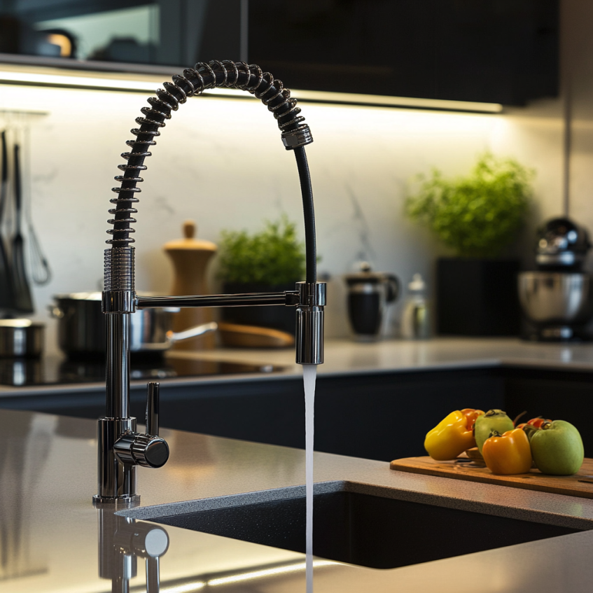 kitchen tap with pull out spray